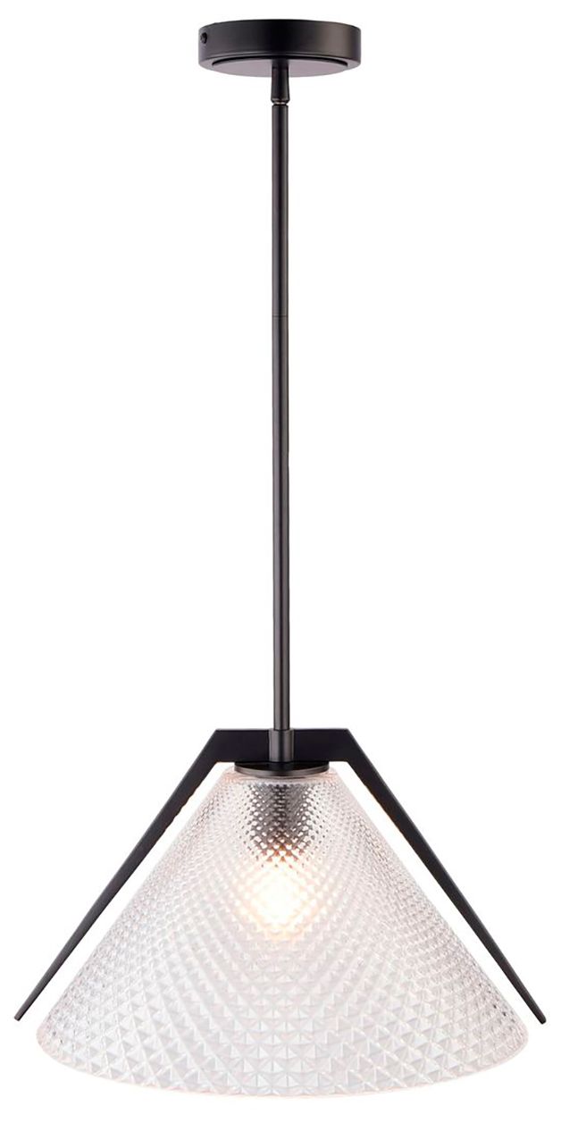 Image 2 Baltic 15" Wide Black Pendant With Semi-Clear Glass Shade more views