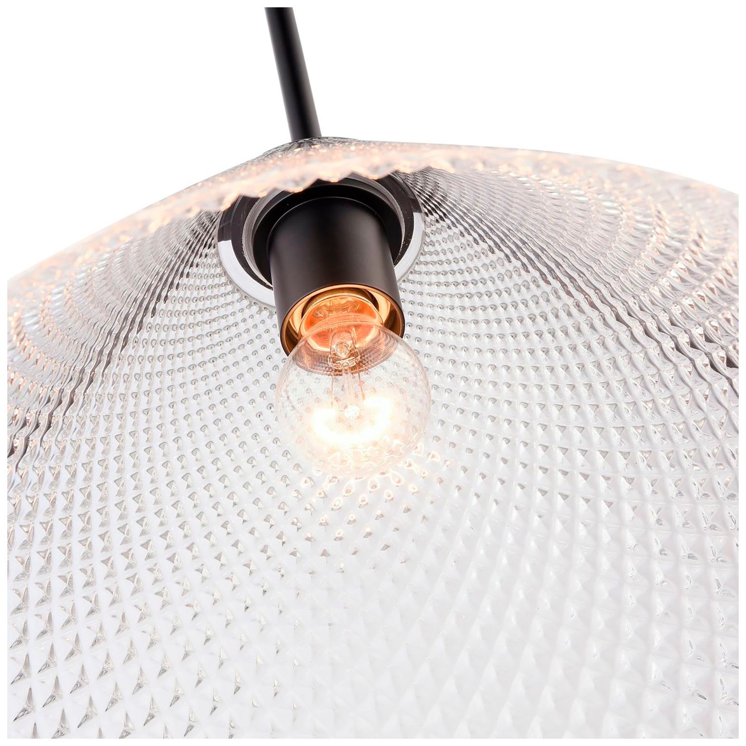 Image 4 Baltic 15" Wide Black Pendant With Semi-Clear Glass Shade more views