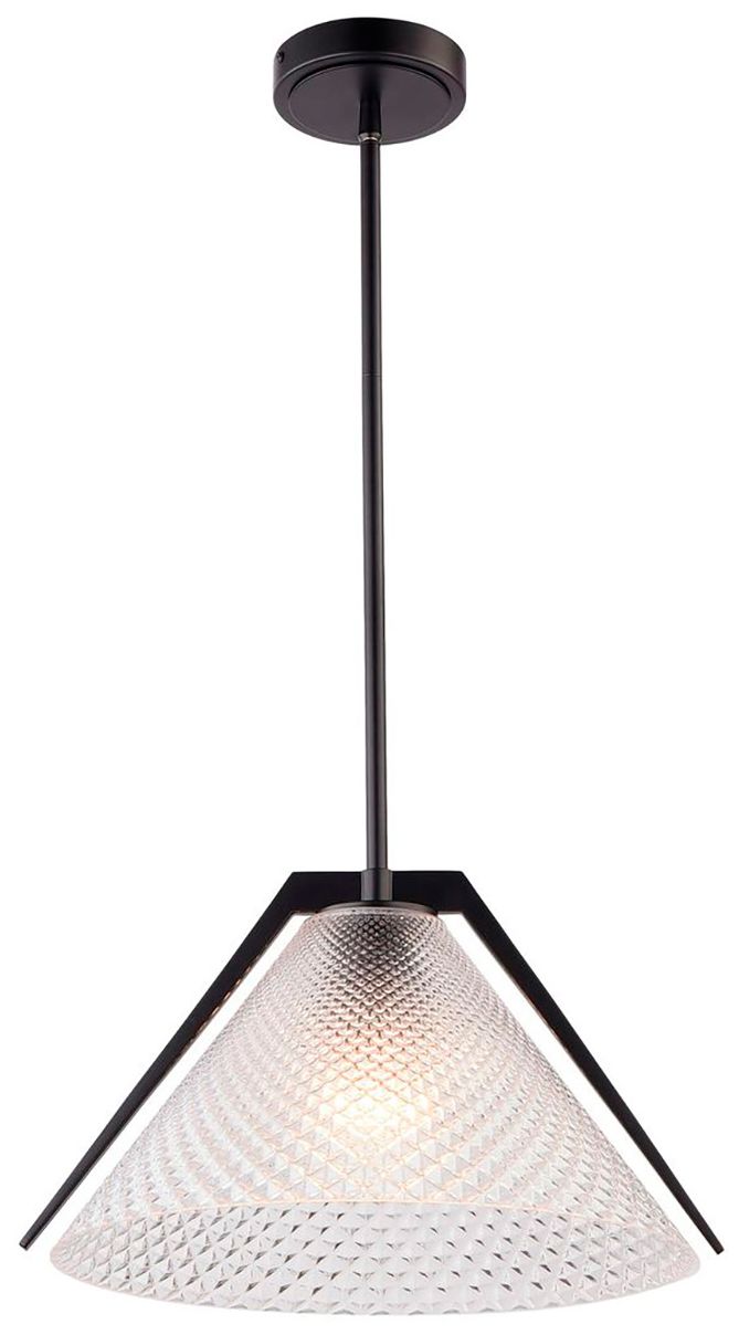 Image 5 Baltic 15" Wide Black Pendant With Semi-Clear Glass Shade more views