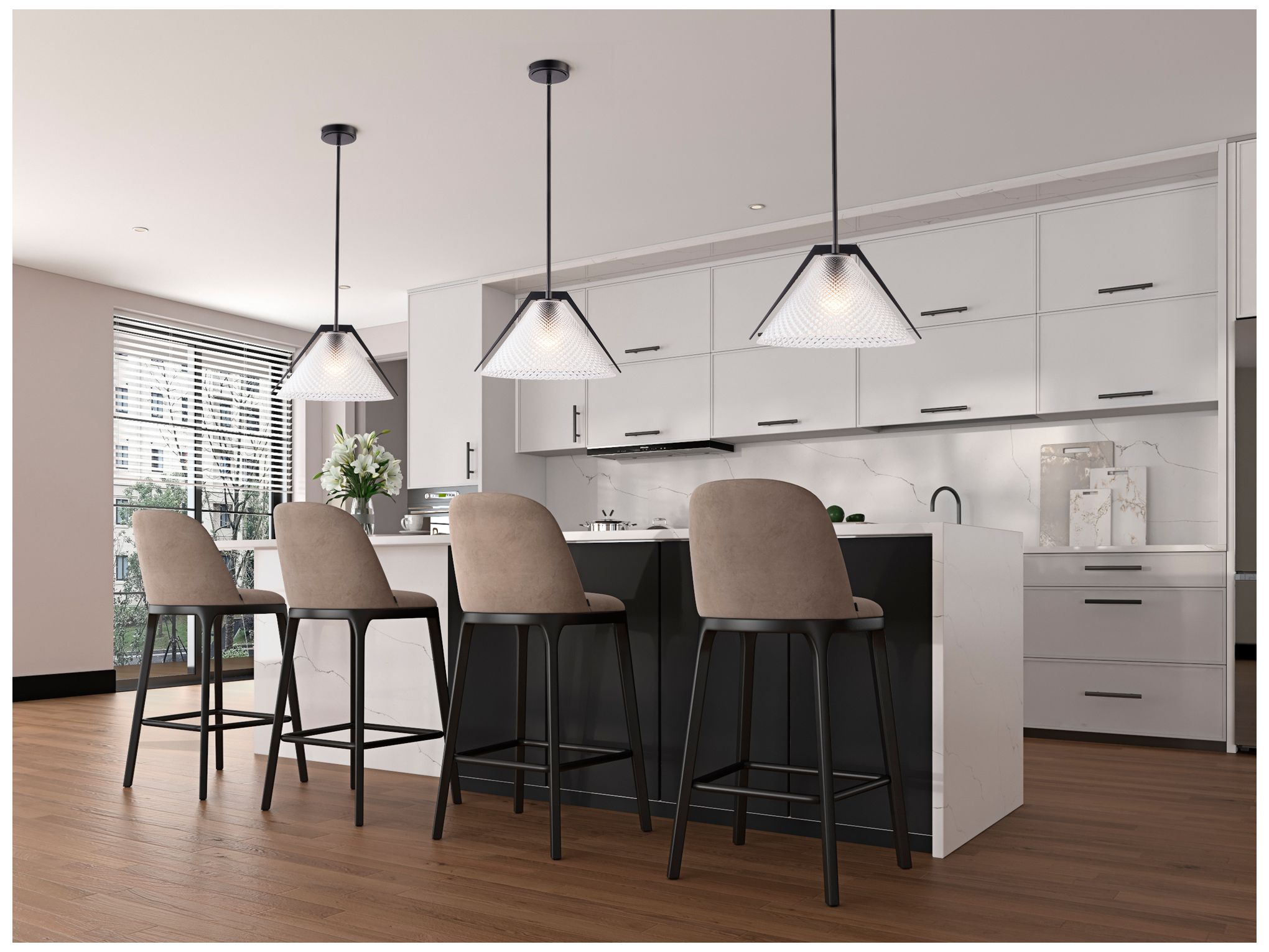 Image 6 Baltic 15" Wide Black Pendant With Semi-Clear Glass Shade more views