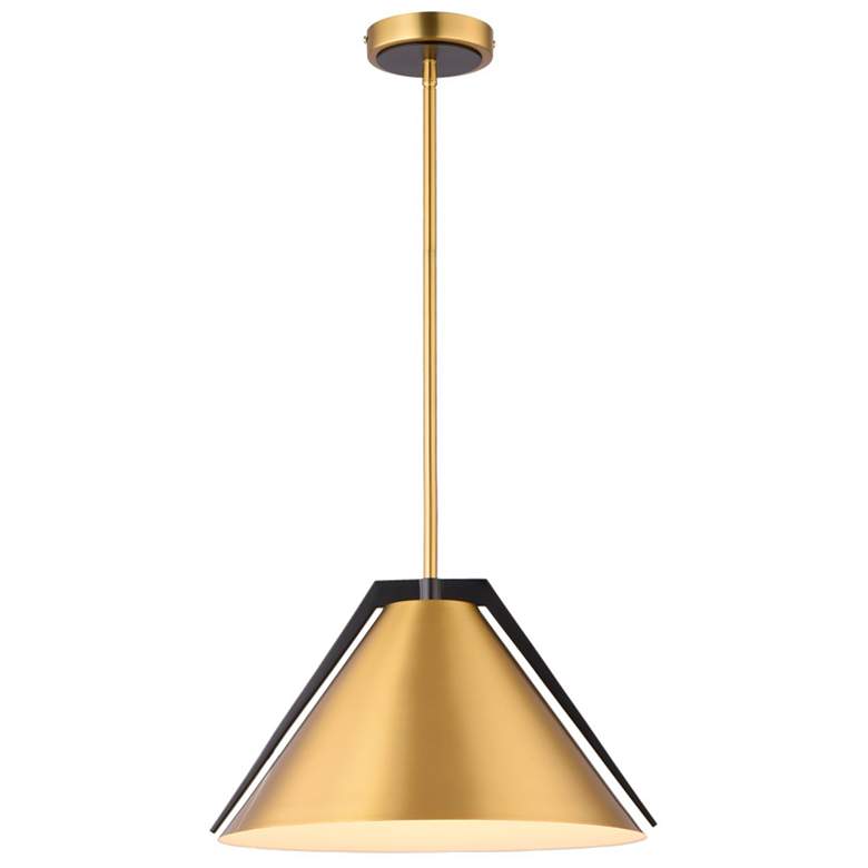 Image 1 Baltic 15" Wide Brass Pendant With Brushed Brass Iron Shade