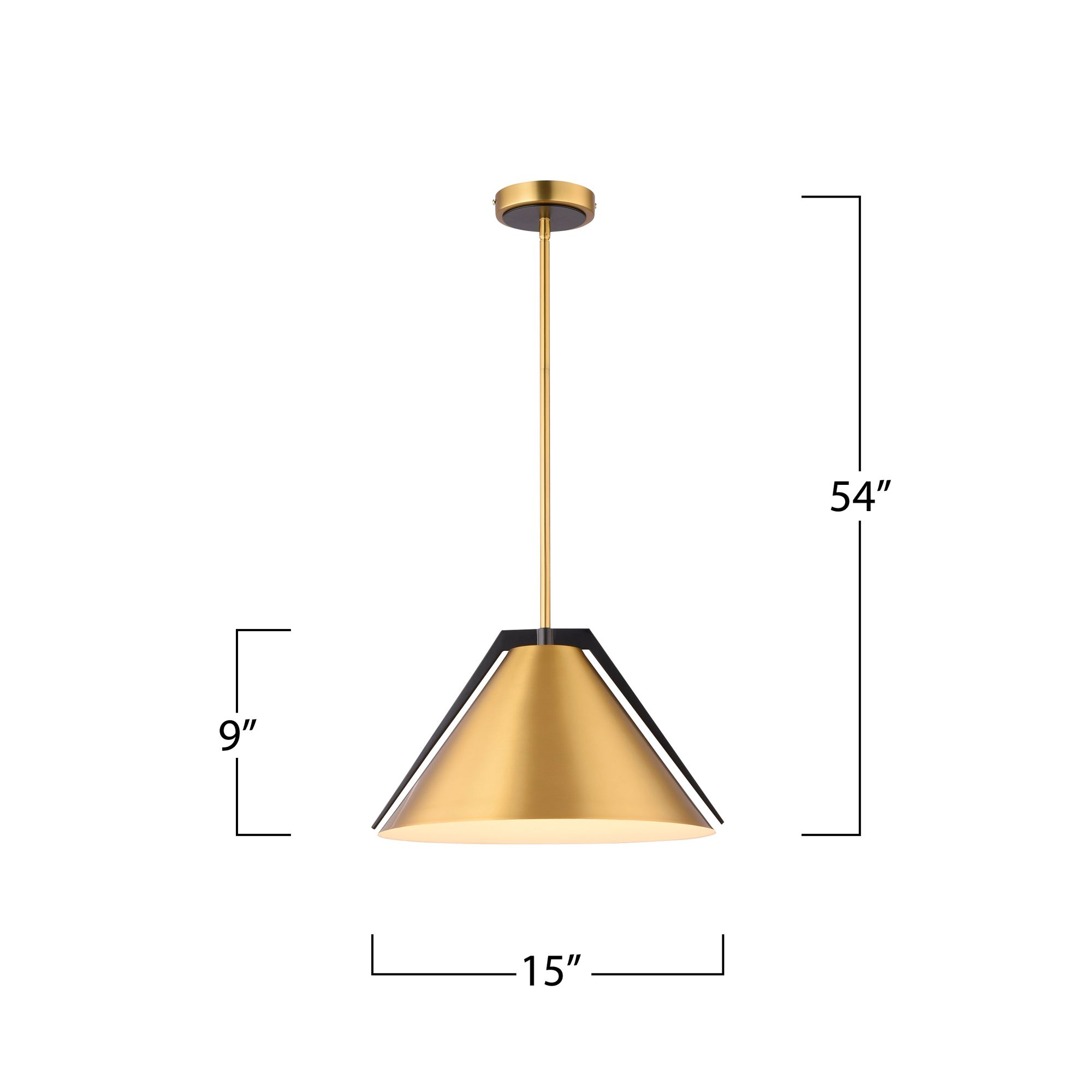 Baltic 15" Wide Brass Pendant With Brushed Brass Iron Shade