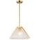 Baltic 15" Wide Brass Pendant With Semi-Clear Glass Shade