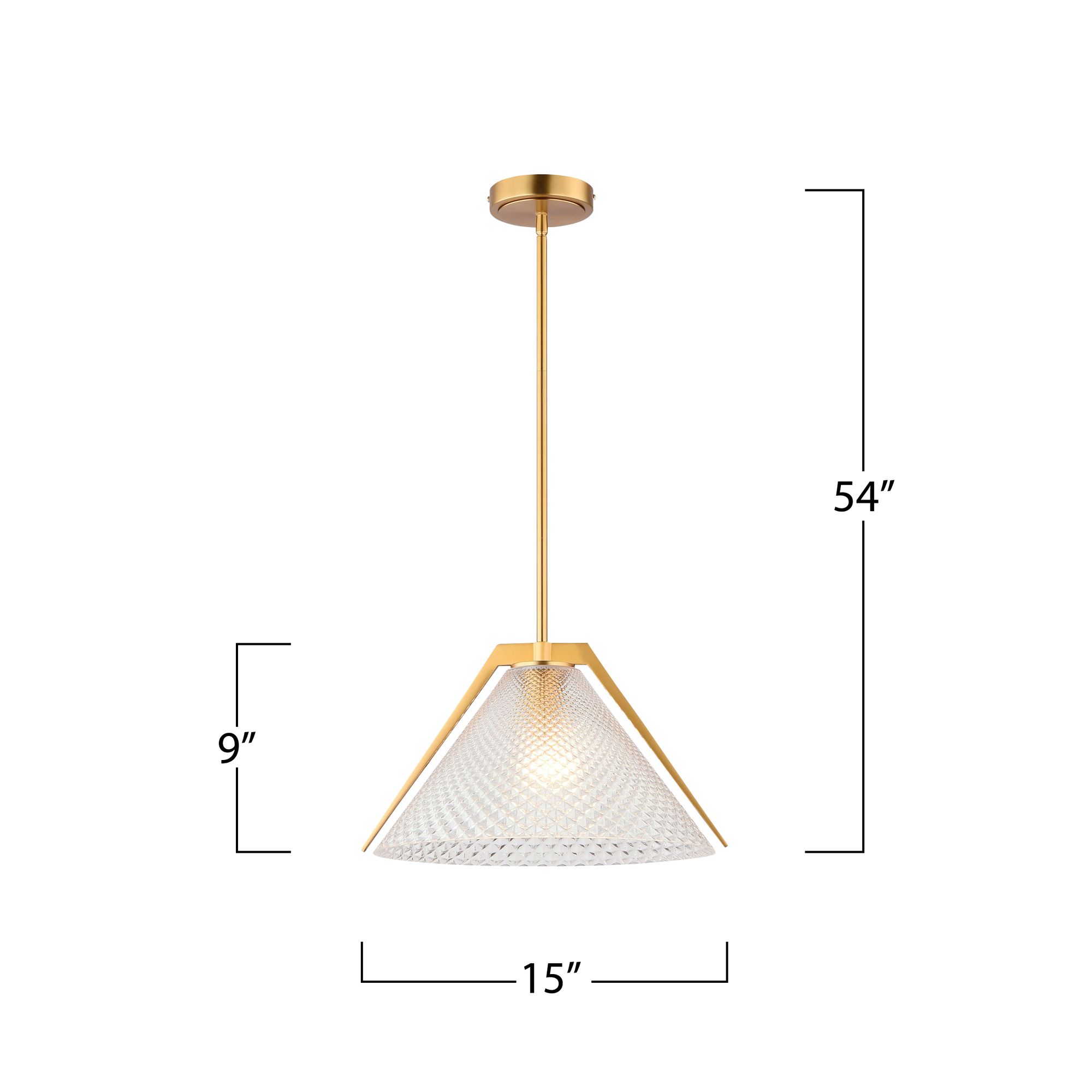 Baltic 15" Wide Brass Pendant With Semi-Clear Glass Shade