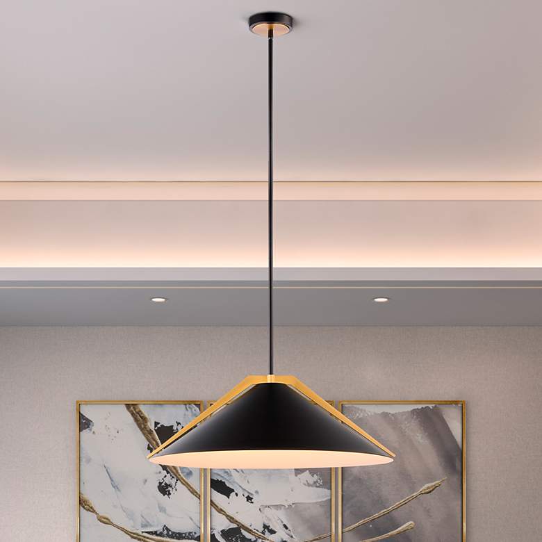 Image 1 Baltic 24" Wide 3-Light Black Pendant With Black Iron Shade