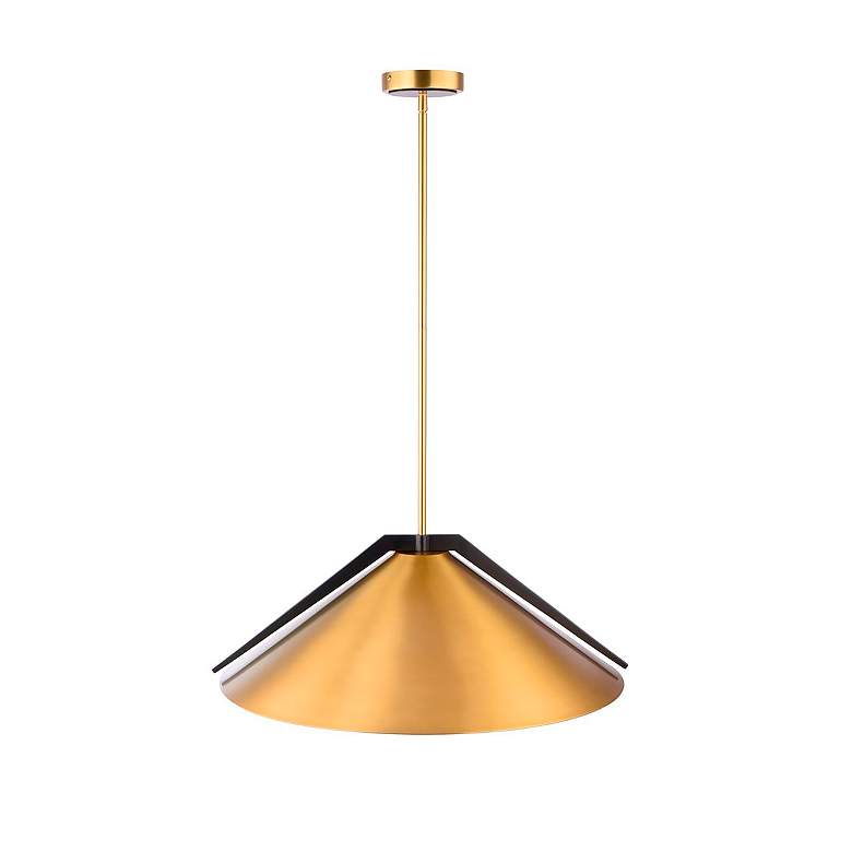 Image 2 Baltic 24" Wide 3-Light Brass Pendant With Brushed Brass Iron Shade more views