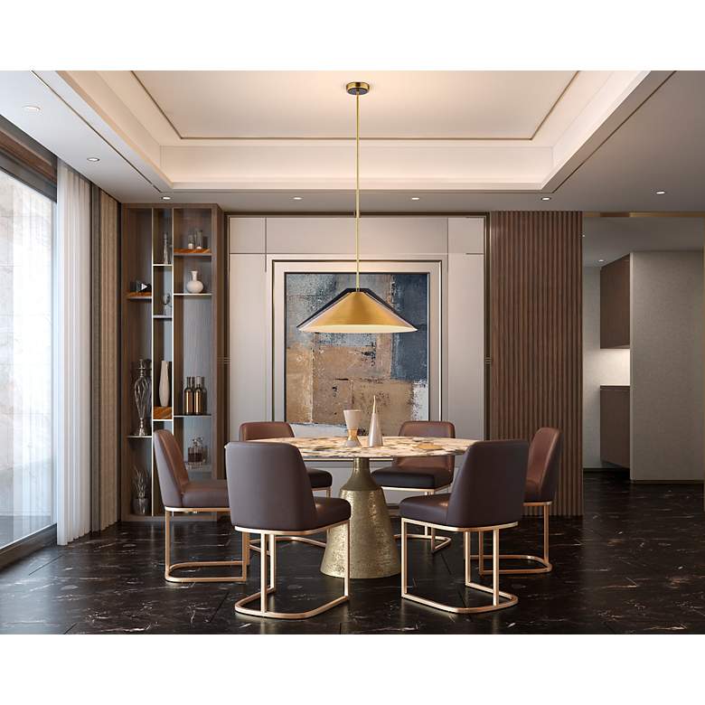 Image 6 Baltic 24" Wide 3-Light Brass Pendant With Brushed Brass Iron Shade more views