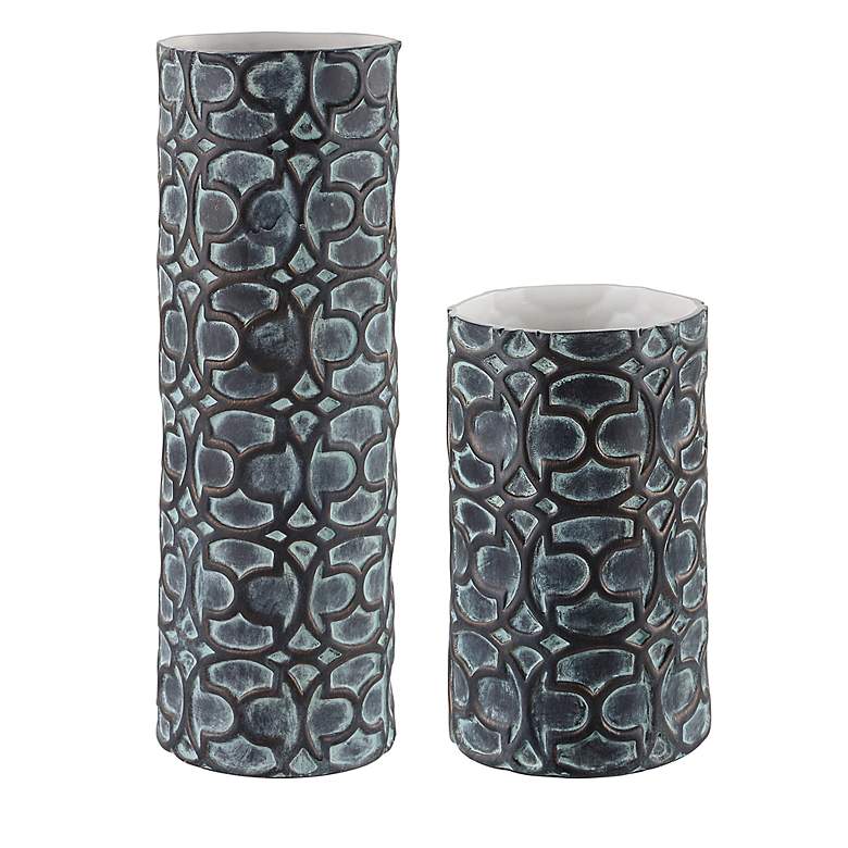 Image 2 Baltra Set of 2 Verdigris Ceramic Vases