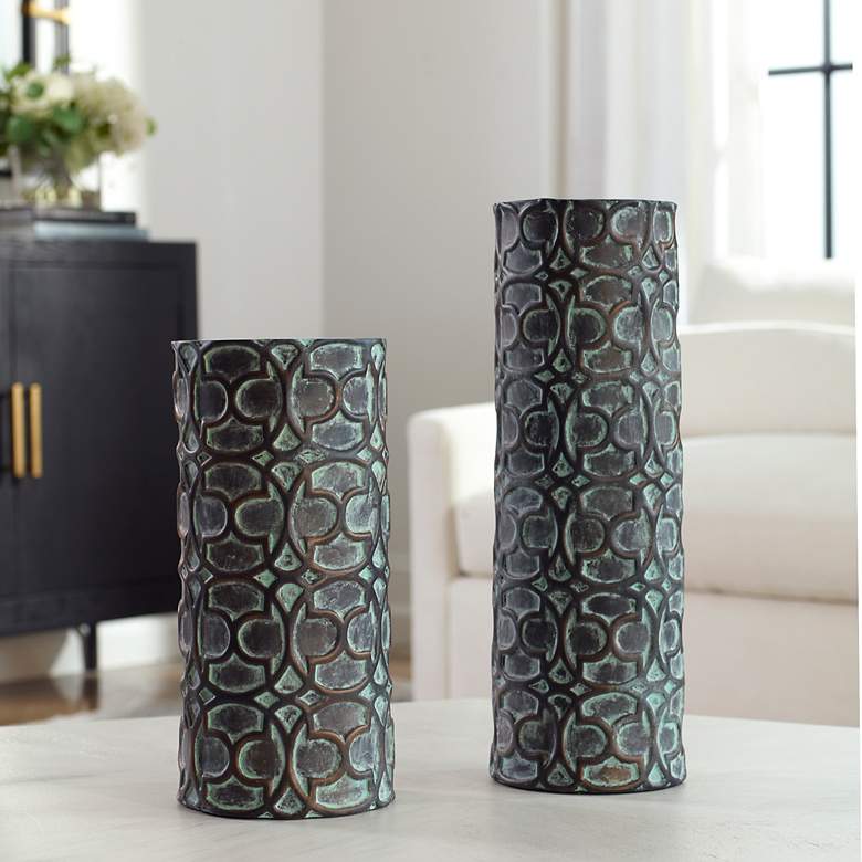 Image 1 Baltra Set of 2 Verdigris Ceramic Vases