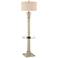Baluster Coastal Modern Wood Floor Lamp with Tray Table and Dual USB Ports