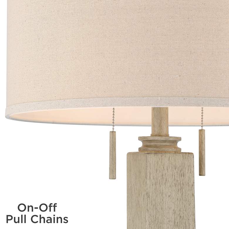Baluster Coastal Modern Wood Floor Lamp with Tray Table and Dual USB Ports more views