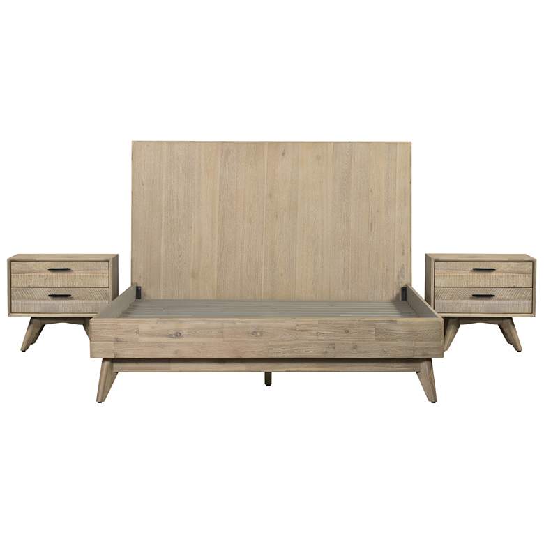 Image 1 Baly 3 Piece King Bedroom Set in Gray Sandblast Solid Acacia Wood