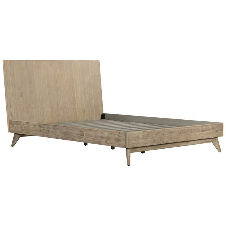 Image 1 Baly King Platform Bed in Gray Sandblast Solid Acacia Wood