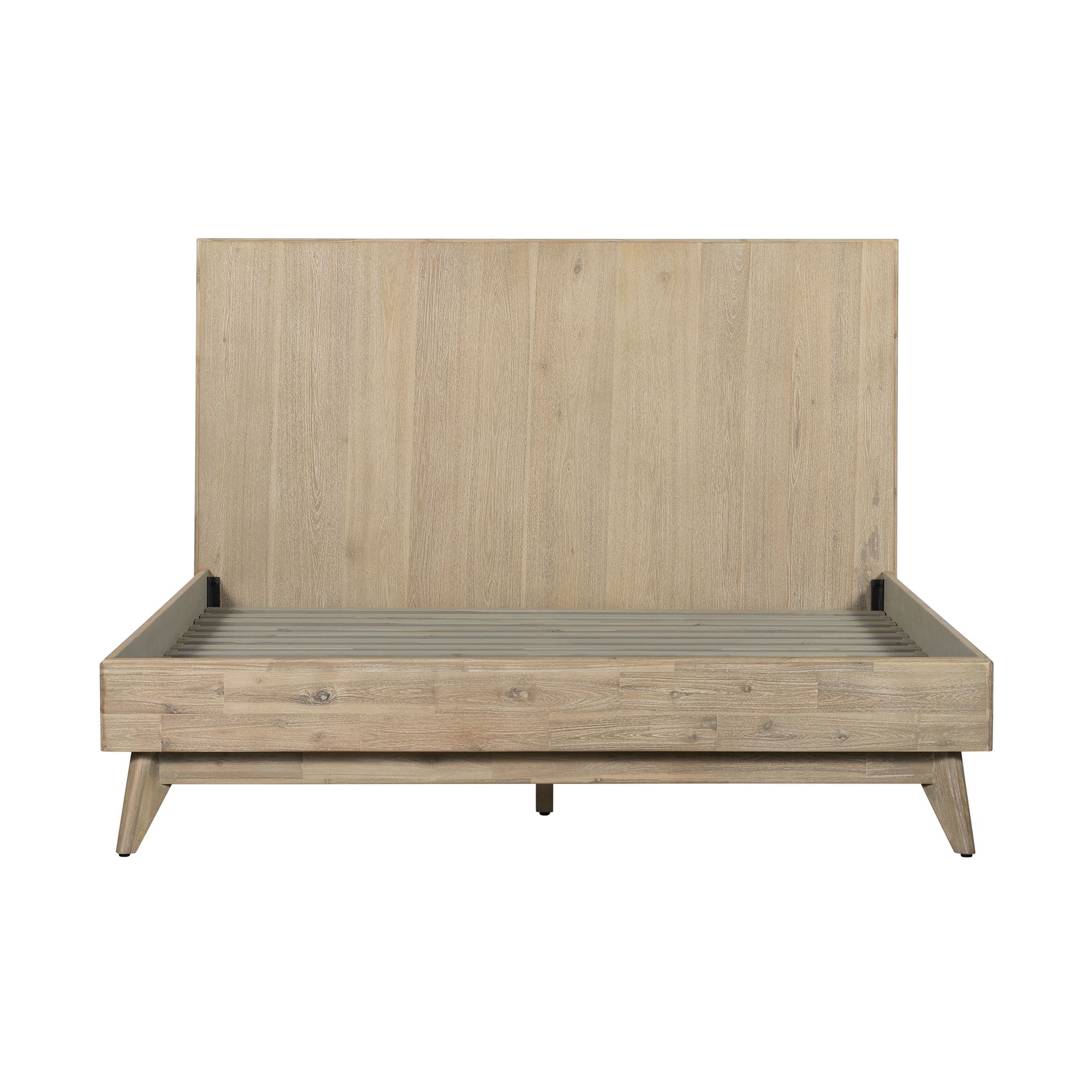 Image 3 Baly King Platform Bed in Gray Sandblast Solid Acacia Wood more views