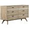 Baly Mid-Century Dresser with 6 Drawers in Gray Acacia Wood