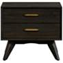 Baly Mid-Century Nightstand with 2 Drawers in Acacia Wood