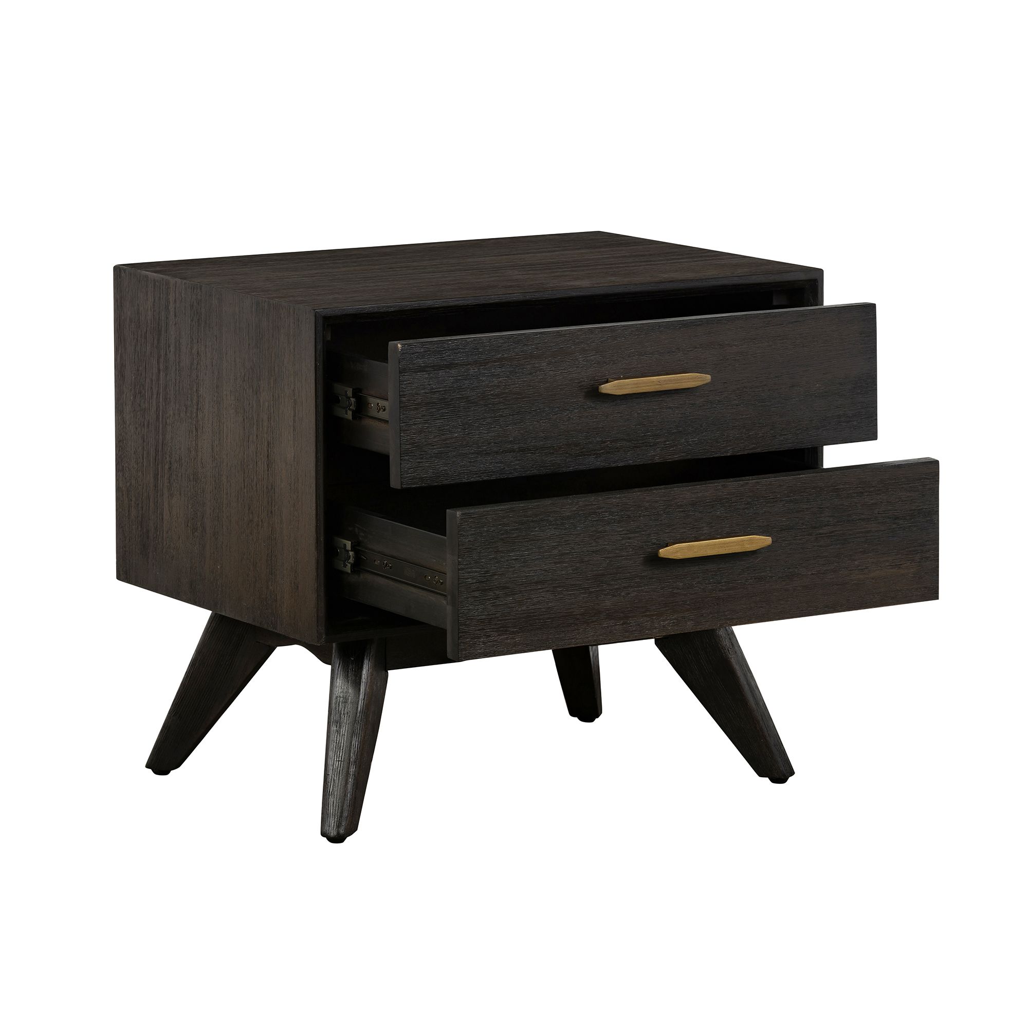Image 4 Baly Mid-Century Nightstand with 2 Drawers in Acacia Wood more views