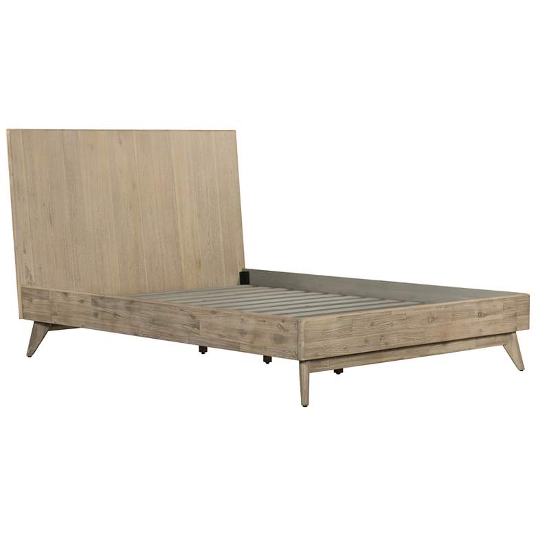 Image 1 Baly Queen Platform Bed in Gray Sandblast Solid Acacia Wood