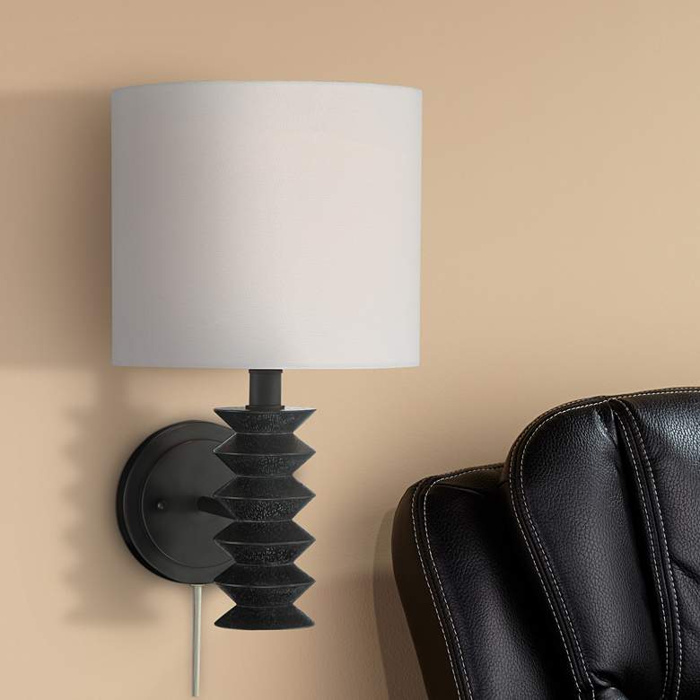Image 1 Bamba Plug-In Modern Wall Lamp in Black Gray Wash Finish