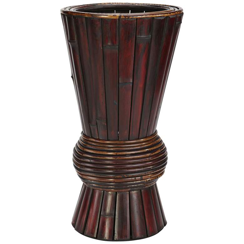 Image 1 Bamboo 17 inch High Burgundy-Brown Faux Flower Vase