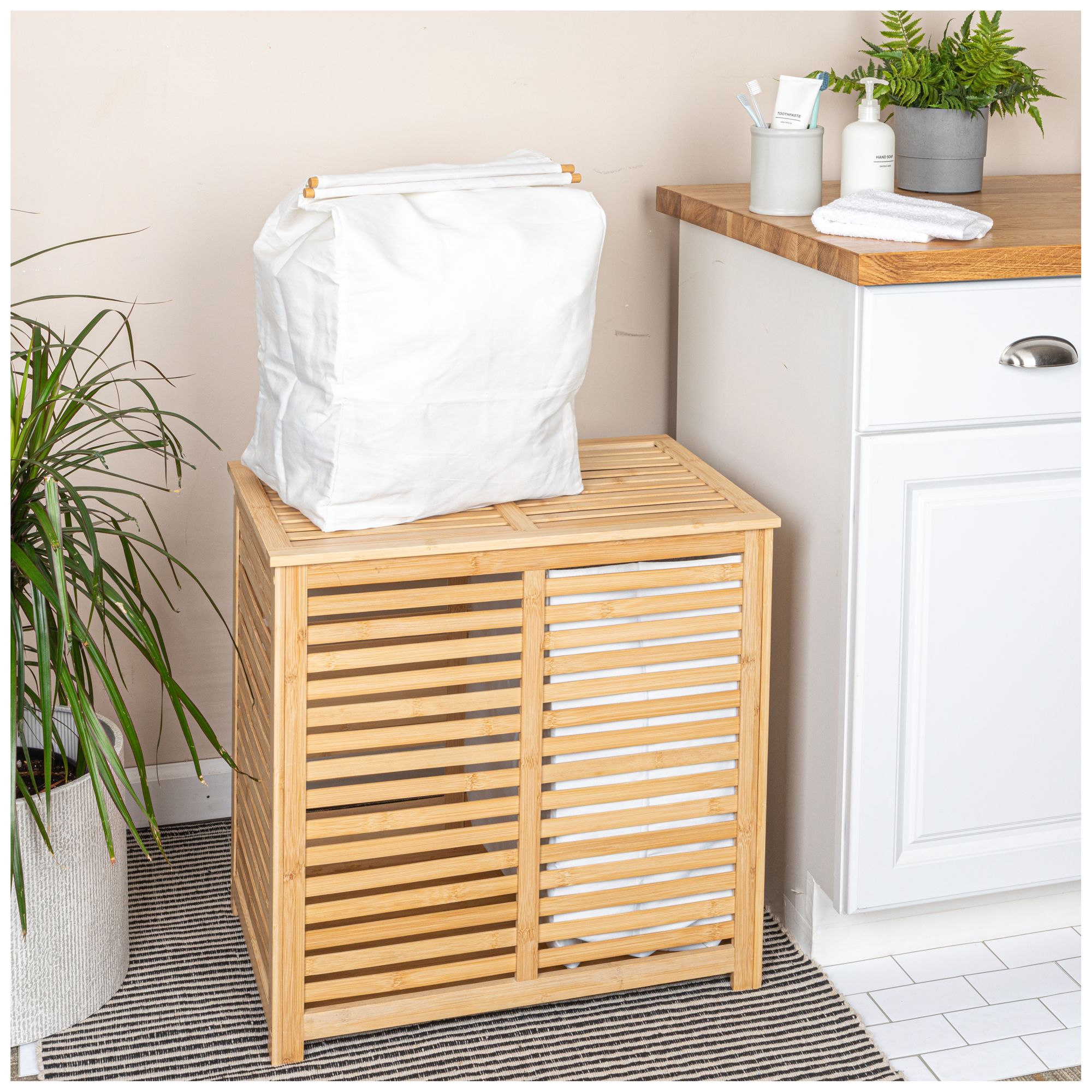 Image 4 Bamboo and Cotton Double Laundry Sorter more views