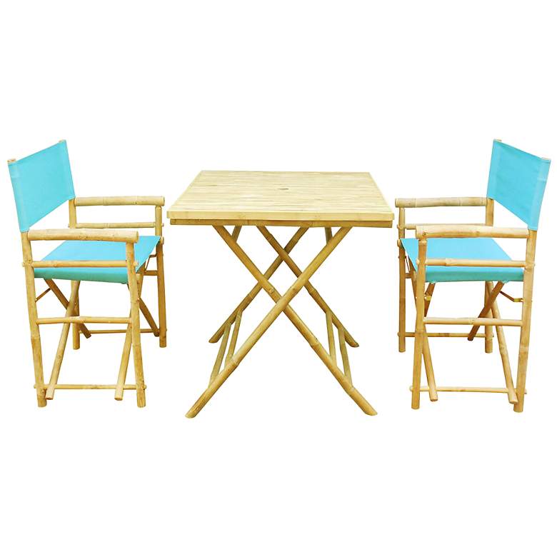Image 1 Bamboo Aqua 3-Piece Square Table and Chairs Set