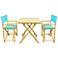 Bamboo Aqua 3-Piece Square Table and Chairs Set