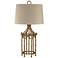Bamboo Birdcage Gold Leaf Metal Table Lamp