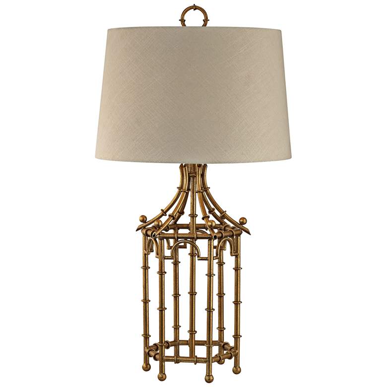 Image 1 Bamboo Birdcage Gold Leaf Metal Table Lamp