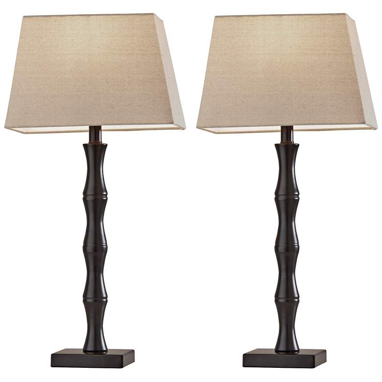 Image 1 Bamboo Black Finish Table Lamps Set of 2