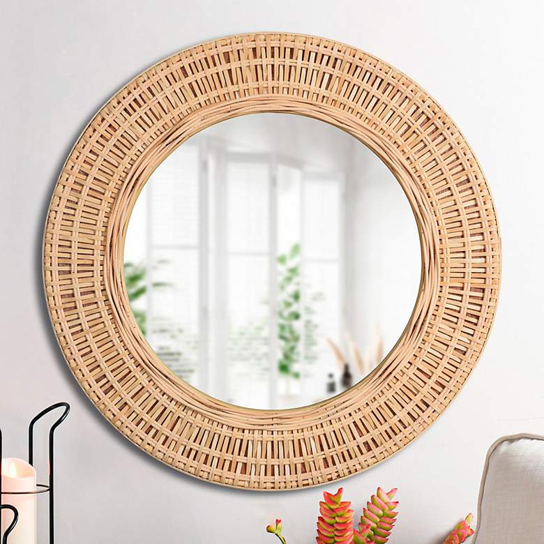Image 1 Bamboo Breeze 23.62" Wide Wwoven Bamboo Framed Decorative Mirror