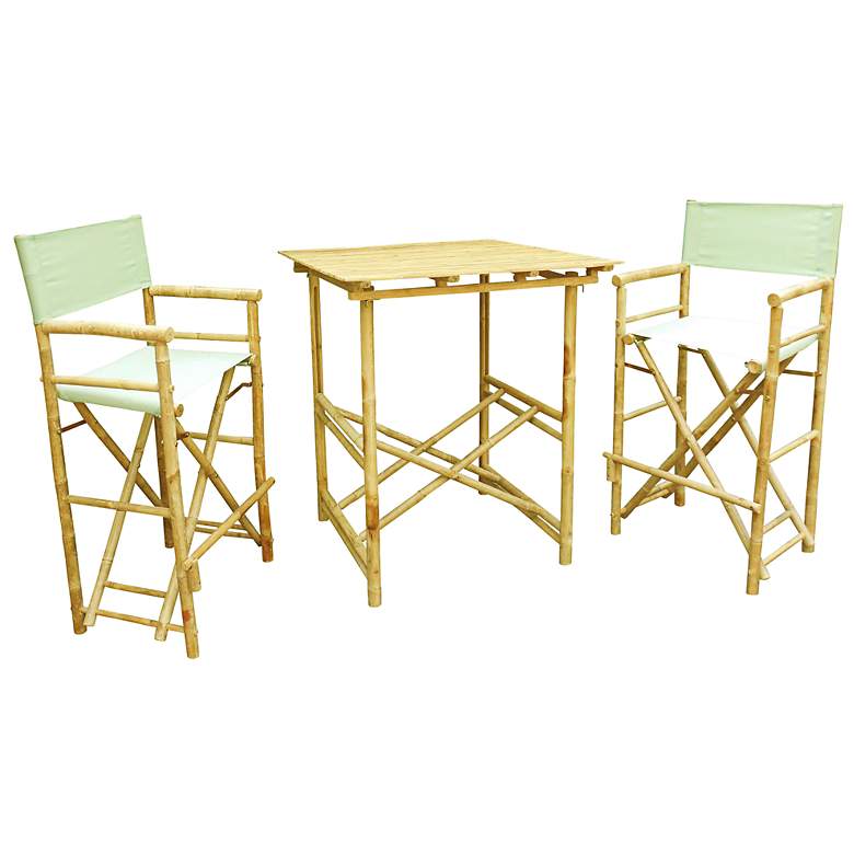 Image 1 Bamboo Celadon 3-Piece High Table and Chairs Set
