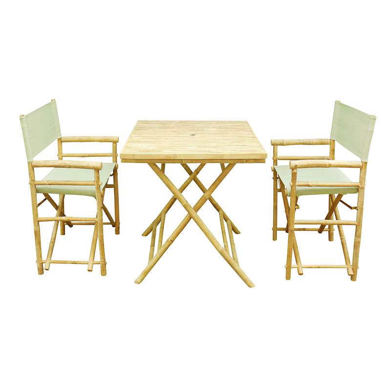 Image 1 Bamboo Celadon 3-Piece Square Table and Chairs Set