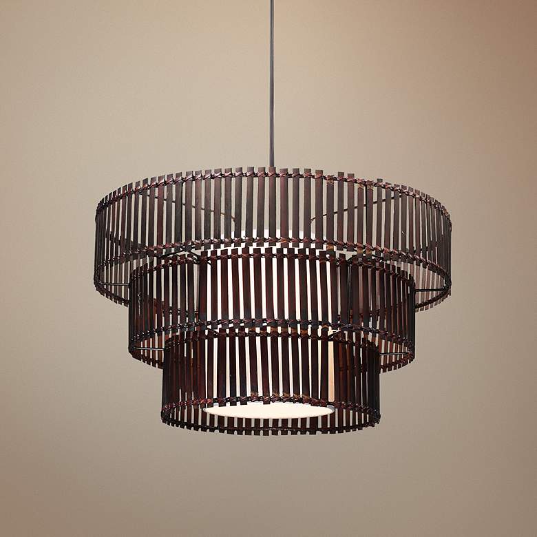 Image 1 Bamboo Circle Tiered 20 inch Wide Pendant Chandelier