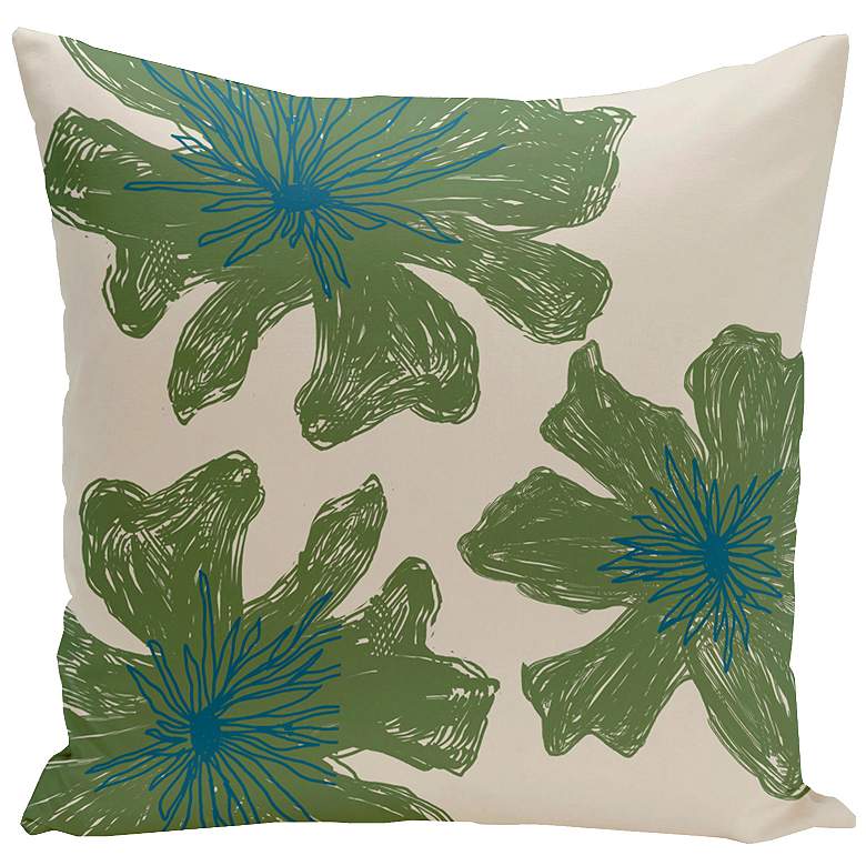 Image 1 Bamboo Green and Teal Blue 20 inch Square Throw Pillow
