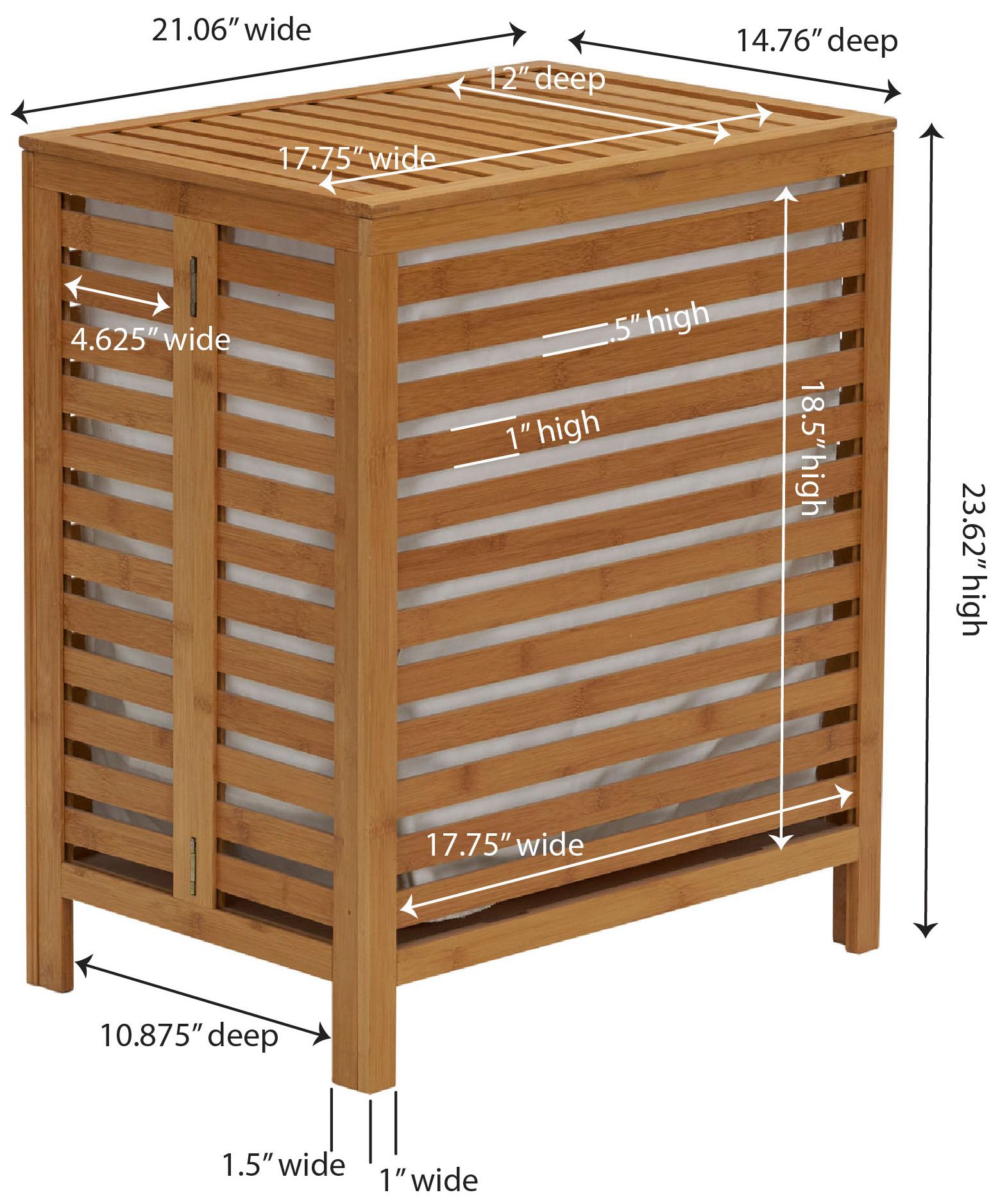 Image 3 Bamboo Laundry Hamper with Natural Cotto more views