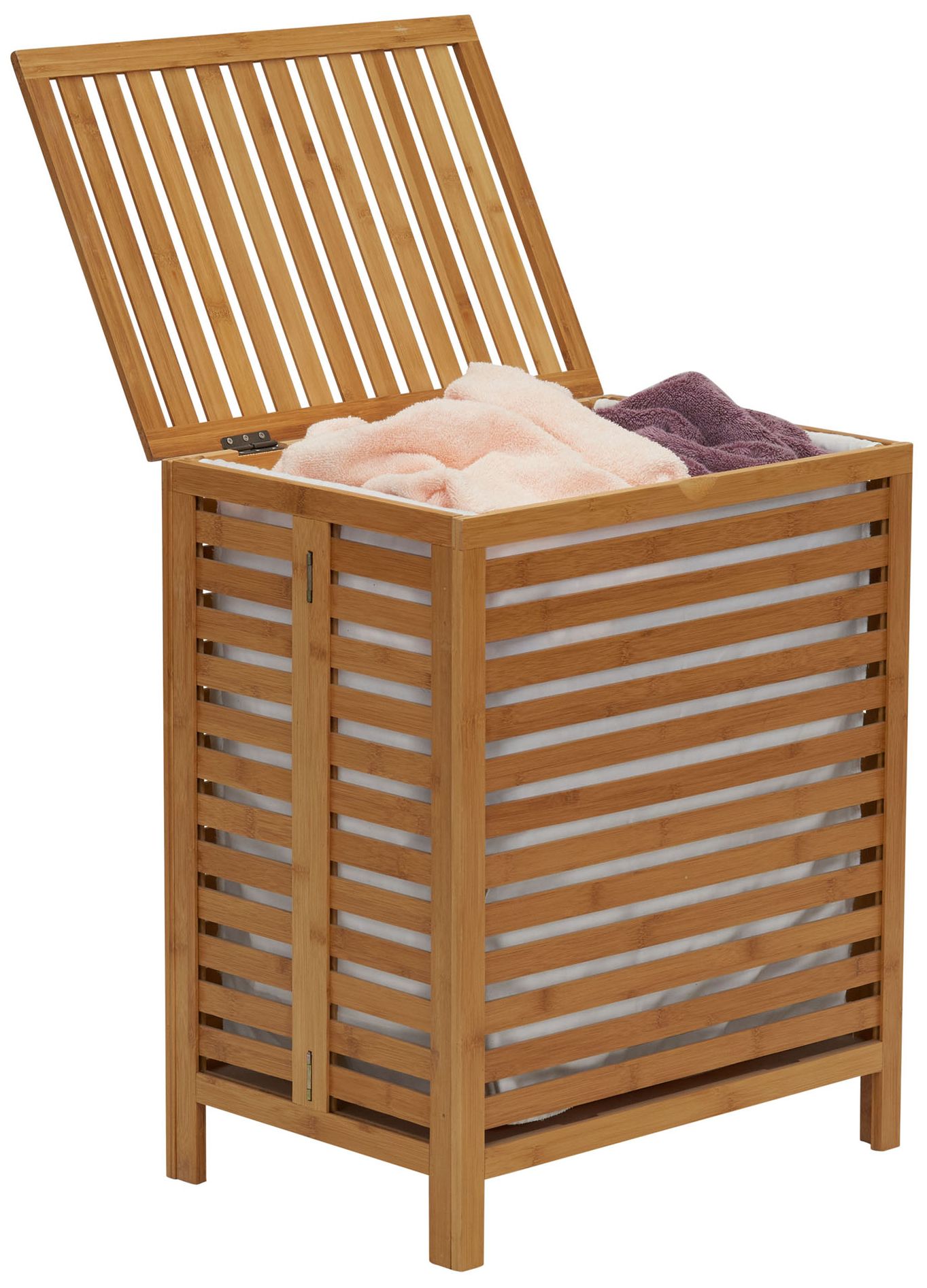 Image 5 Bamboo Laundry Hamper with Natural Cotto more views