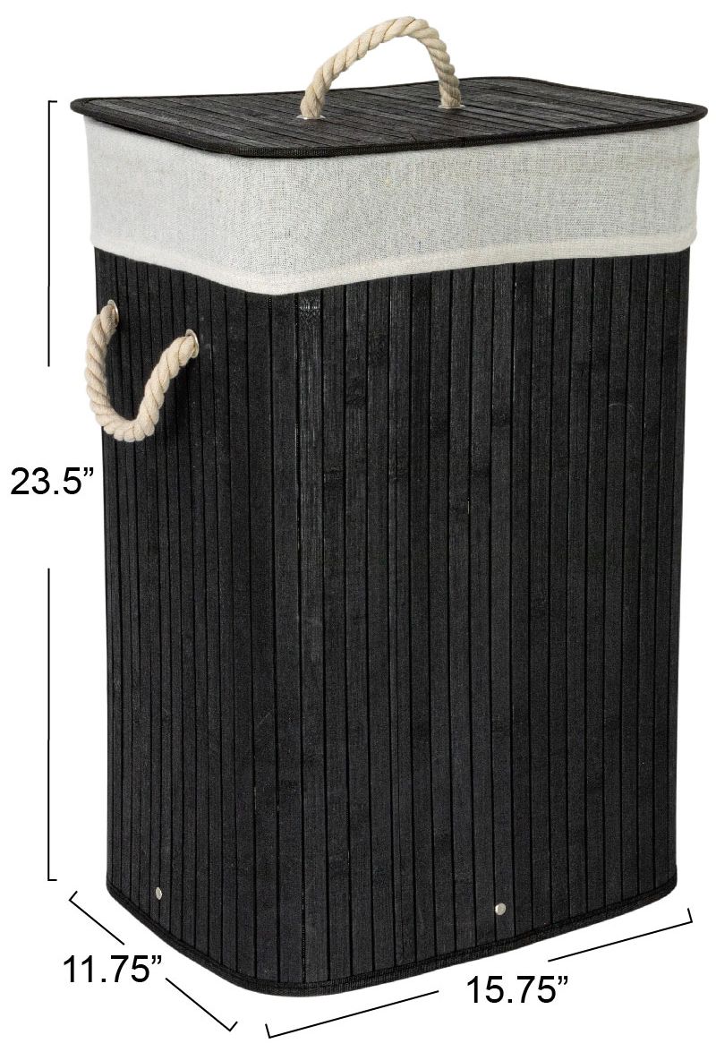 Image 3 Bamboo Laundry Hamper with Rope Handles, 19-Gallons, Black more views