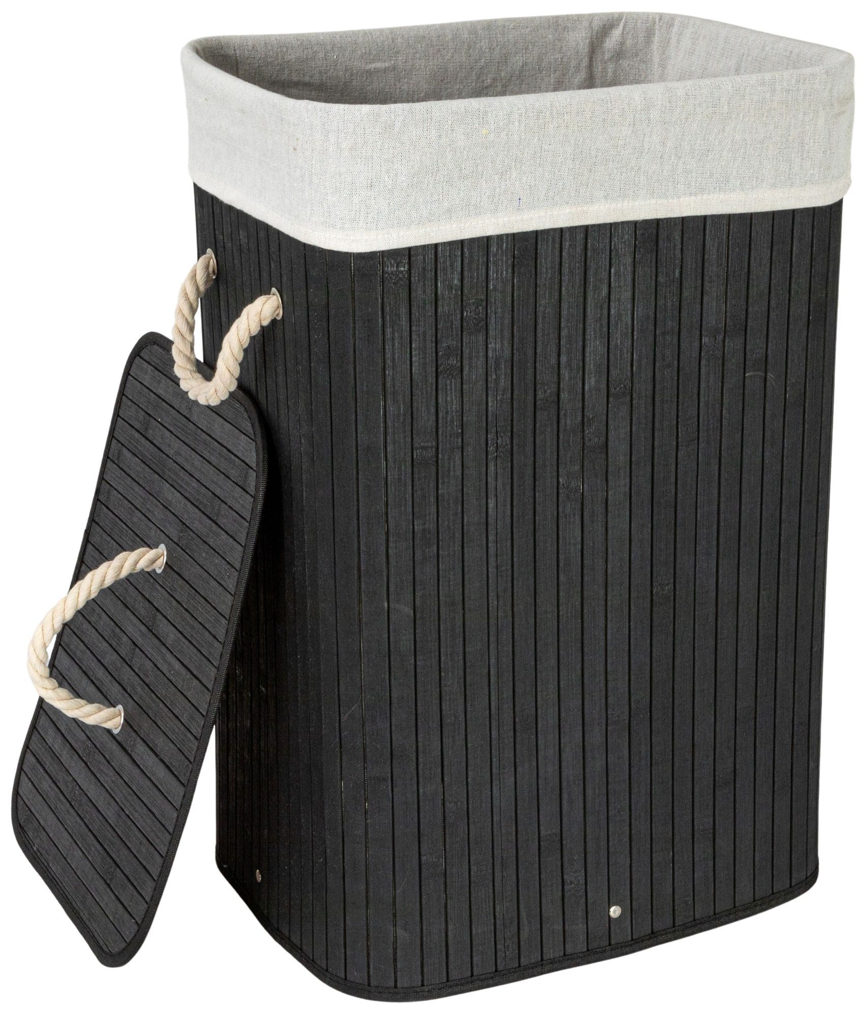 Image 7 Bamboo Laundry Hamper with Rope Handles, 19-Gallons, Black more views