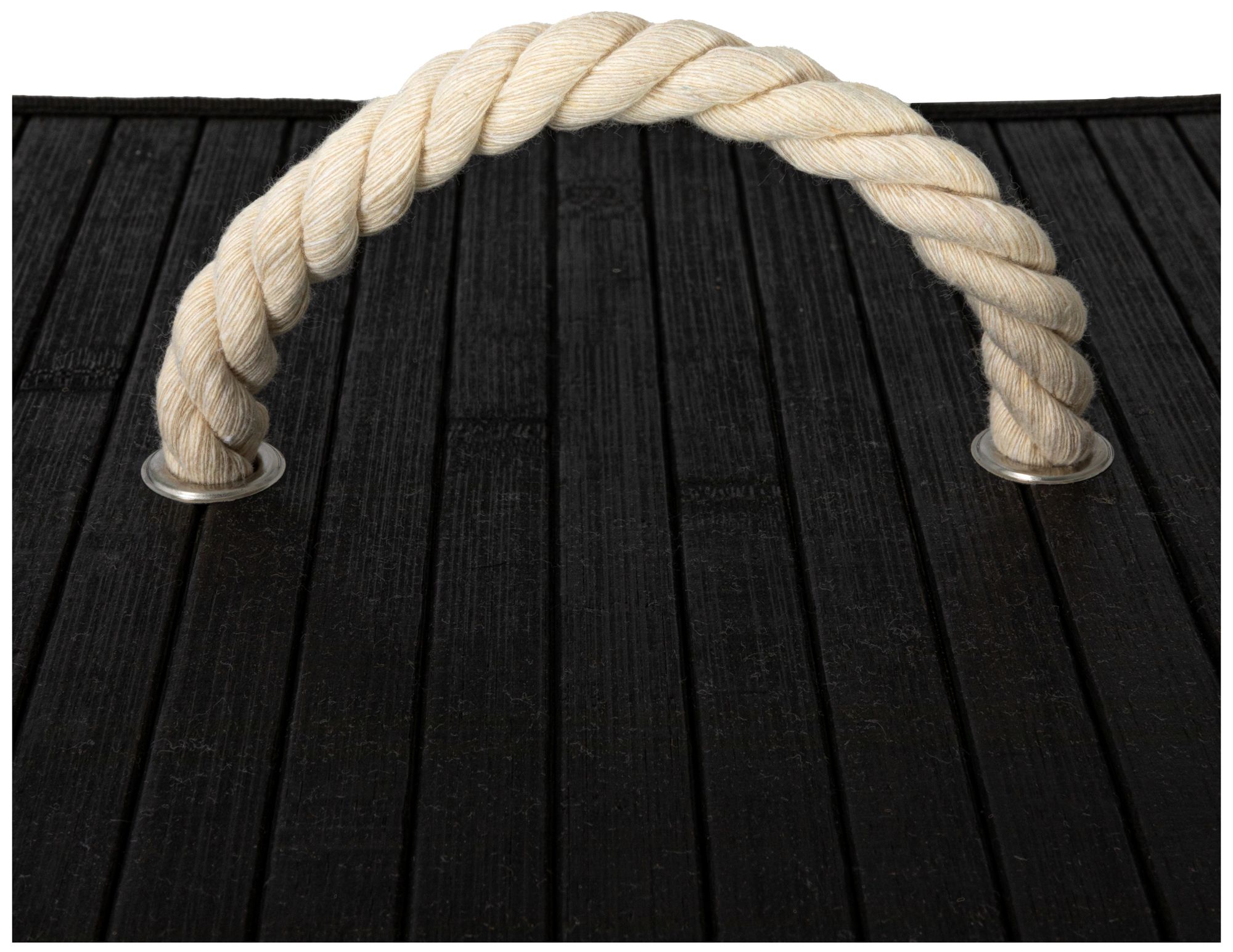 Bamboo Laundry Hamper with Rope Handles, 19-Gallons, Black