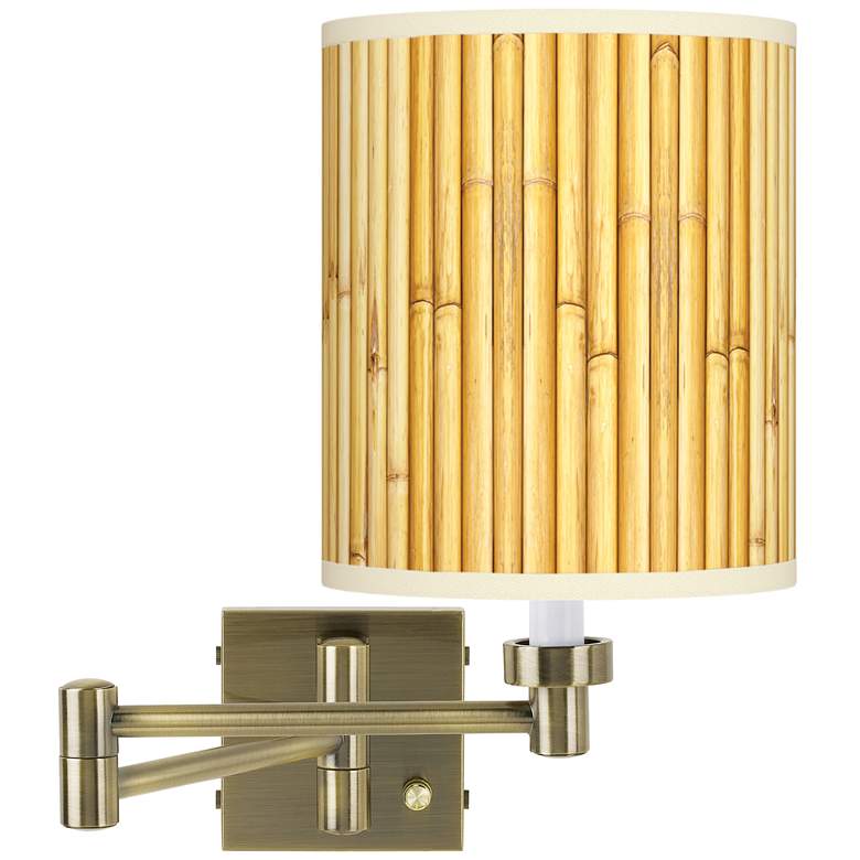 Image 1 Bamboo Mat Antique Brass Swing Arm Wall Lamp