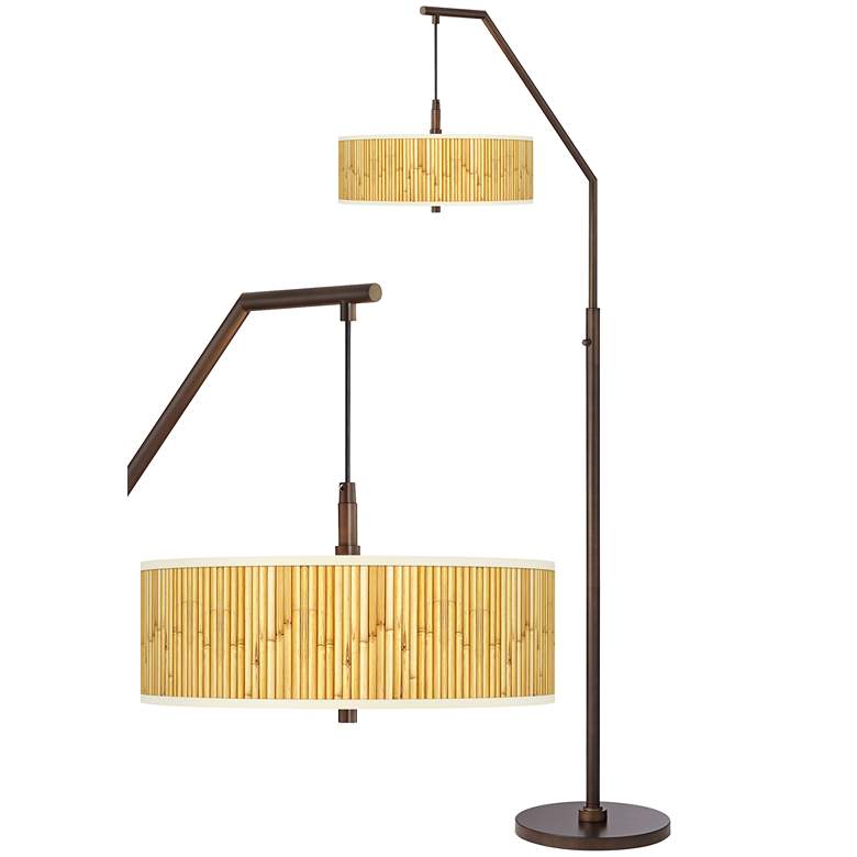 Image 1 Bamboo Mat Bronze Downbridge Arc Floor Lamp