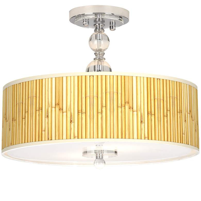 Image 1 Bamboo Mat Giclee 16" Wide Semi-Flush Ceiling Light