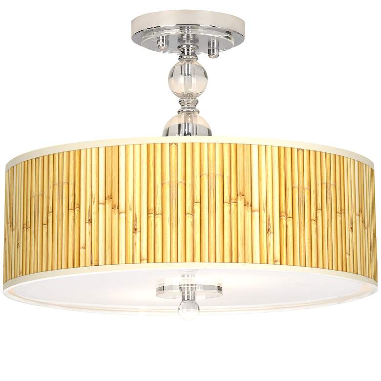 Image 1 Bamboo Mat Giclee 16 inch Wide Semi-Flush Ceiling Light