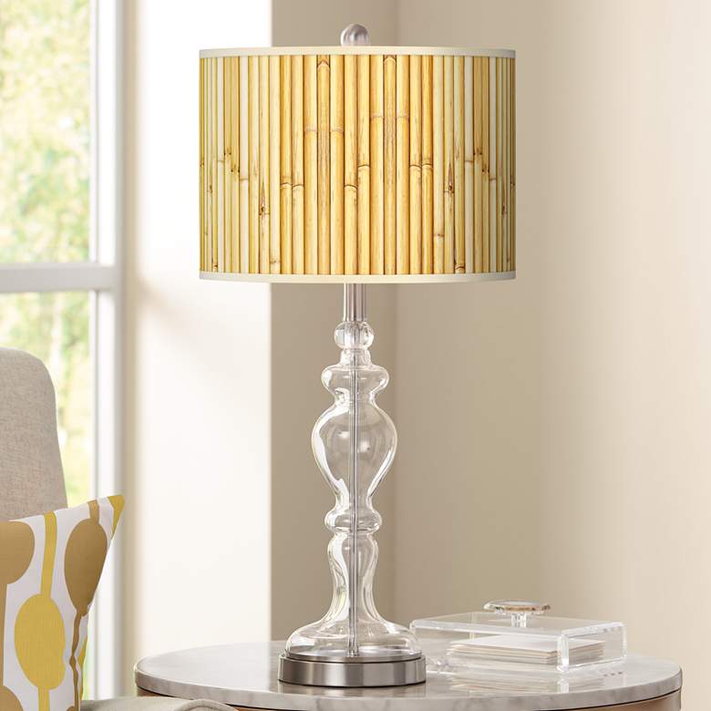 Image 1 Bamboo Mat Giclee Apothecary Clear Glass Table Lamp
