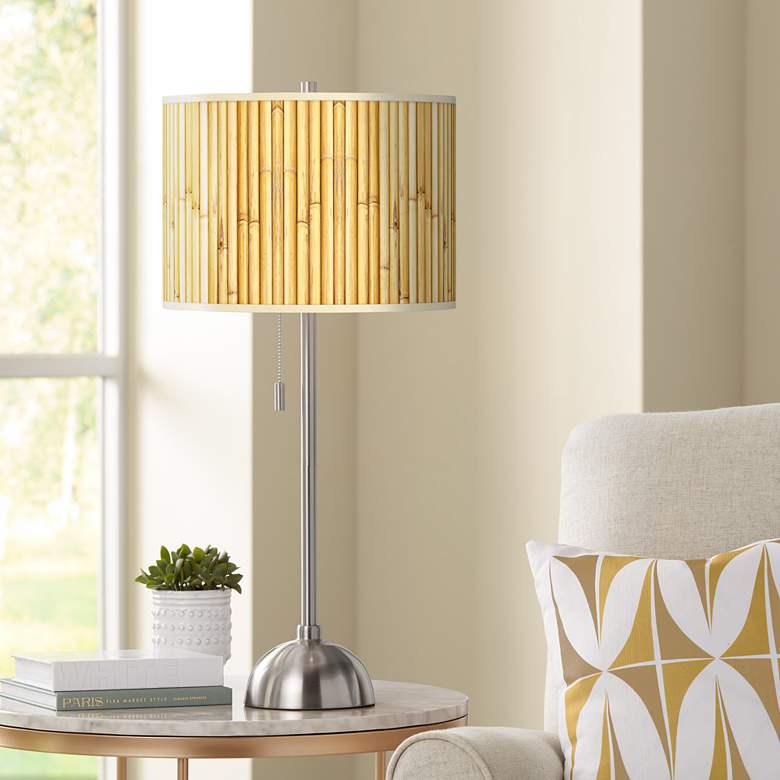 Image 1 Bamboo Mat Giclee Brushed Nickel Table Lamp