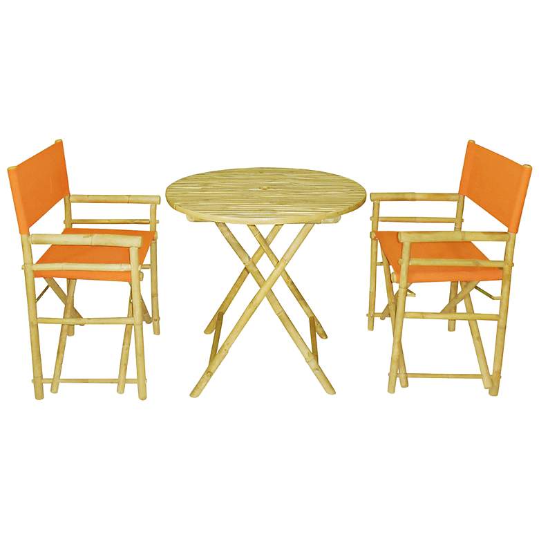Image 1 Bamboo Orange 3-Piece Round Table and Chairs Set