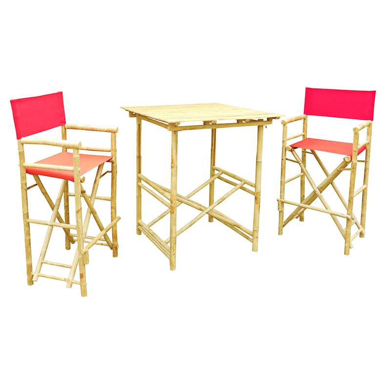 Image 1 Bamboo Red 3-Piece High Table and Chairs Set