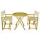 Bamboo White 3-Piece Round Table and Chairs Set