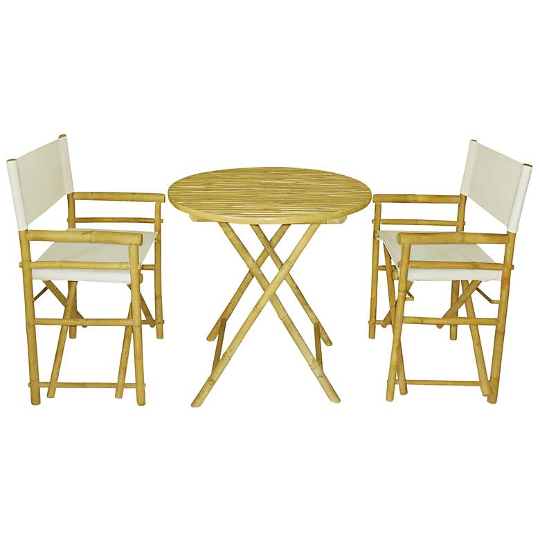 Image 1 Bamboo White 3-Piece Round Table and Chairs Set